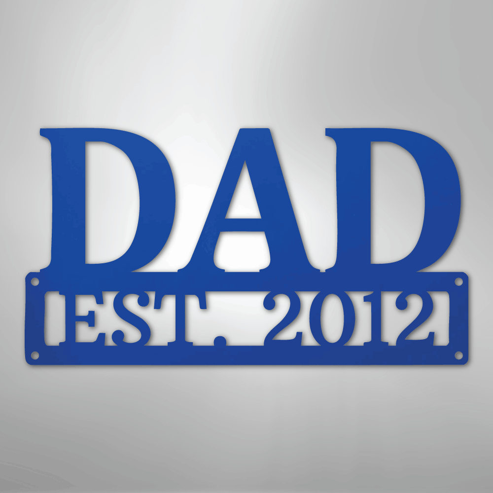 Custom Metal Wall Art - Personalized Dad's Workshop Plaque Blue