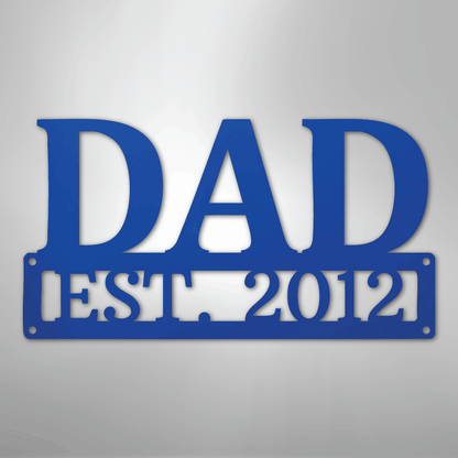 Custom Metal Wall Art - Personalized Dad's Workshop Plaque Blue