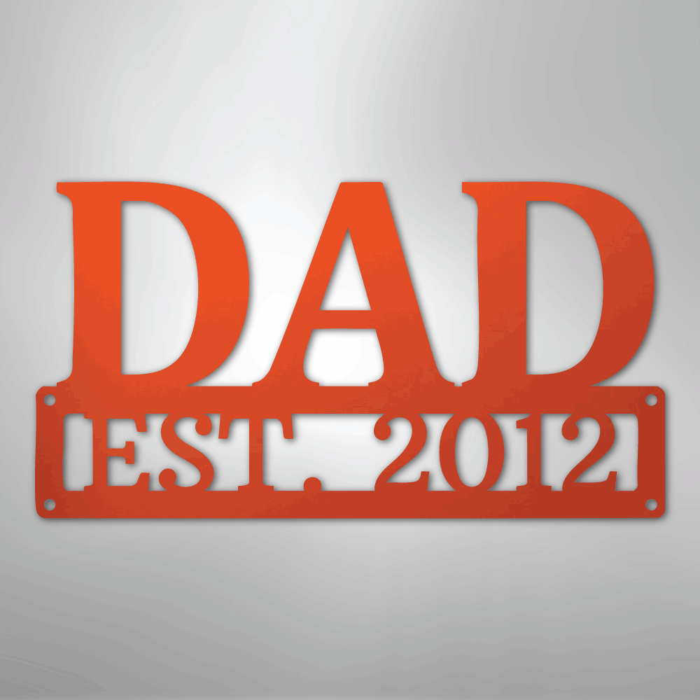 Custom Metal Wall Art - Personalized Dad's Workshop Plaque Orange