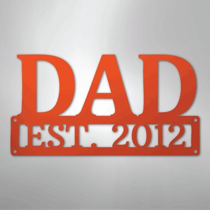 Custom Metal Wall Art - Personalized Dad's Workshop Plaque Orange