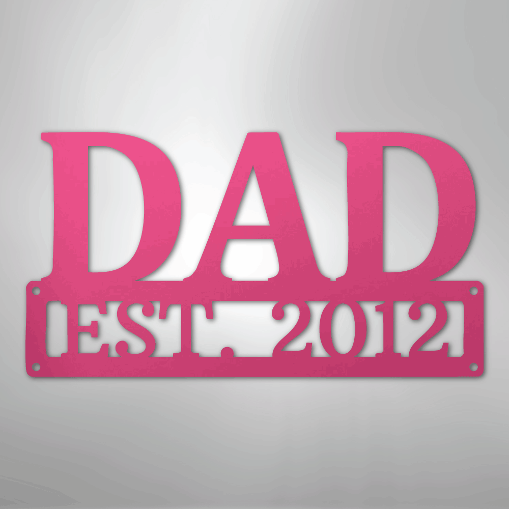 Custom Metal Wall Art - Personalized Dad's Workshop Plaque Pink