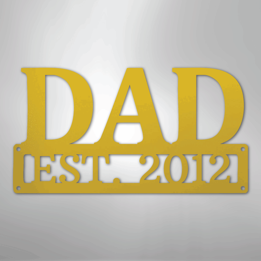 Custom Metal Wall Art - Personalized Dad's Workshop Plaque Yellow