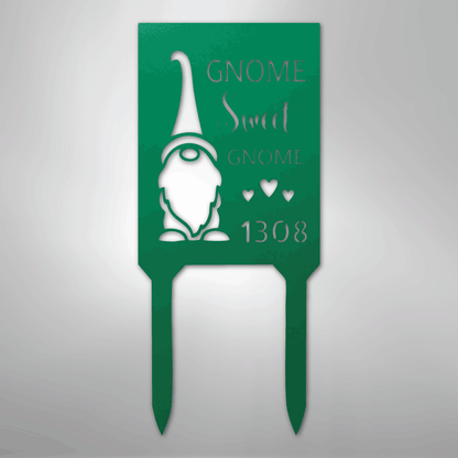 Custom Metal Yard Sign - Personalized Easter Gnome Stake Green 18"