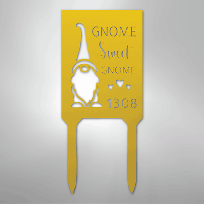 Custom Metal Yard Sign - Personalized Easter Gnome Stake Yellow 18"