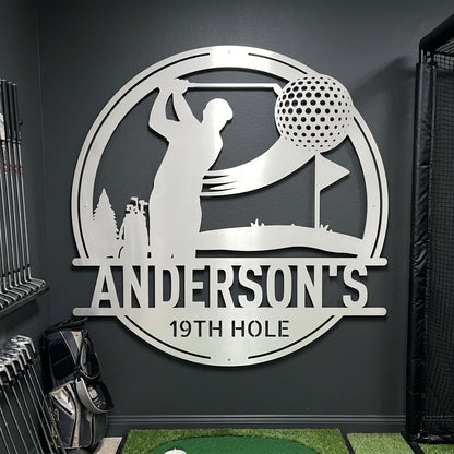 Custom Metal Wall Art - Personalized Golf Sign White