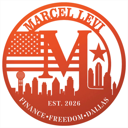 9118 - Dallas Skyline Monogram Metal Wall Art Orange