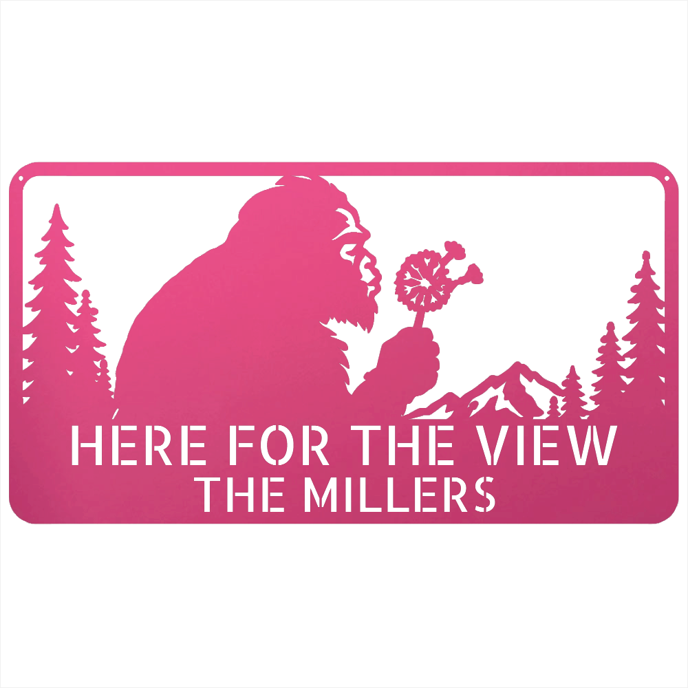 Custom Metal Wall Art - Personalized Name Enjoy View Metal Sign Pink