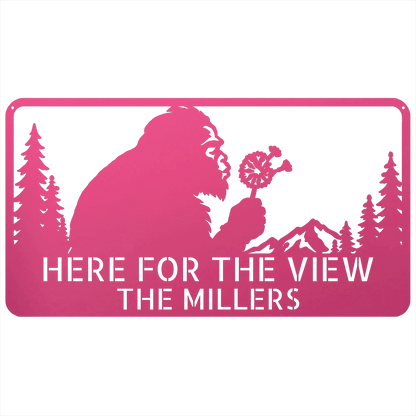 Custom Metal Wall Art - Personalized Name Enjoy View Metal Sign Pink