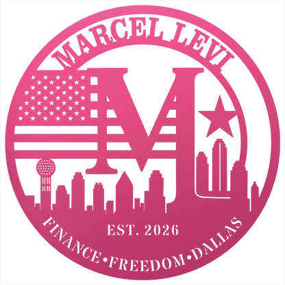 9118 - Dallas Skyline Monogram Metal Wall Art Pink