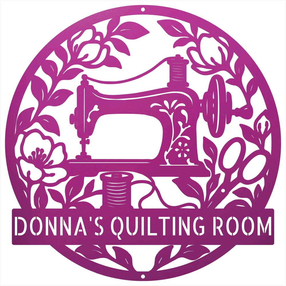 Custom Metal Wall Art - Personalized Sewing Machine Sign Purple