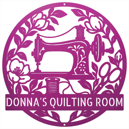 Custom Metal Wall Art - Personalized Sewing Machine Sign Purple