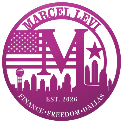 9118 - Dallas Skyline Monogram Metal Wall Art Purple