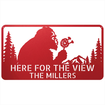 Custom Metal Wall Art - Personalized Name Enjoy View Metal Sign Red