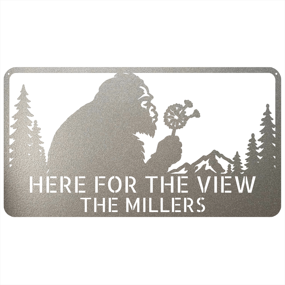 Custom Metal Wall Art - Personalized Name Enjoy View Metal Sign Silver