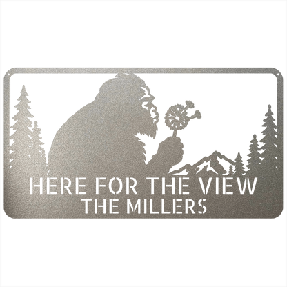Custom Metal Wall Art - Personalized Name Enjoy View Metal Sign Silver