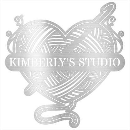 Ball of Yarn & Hook – Custom Metal Sign for Crochet Lovers