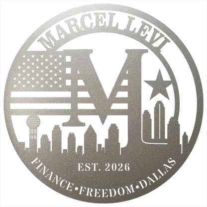 9118 - Dallas Skyline Monogram Metal Wall Art Silver