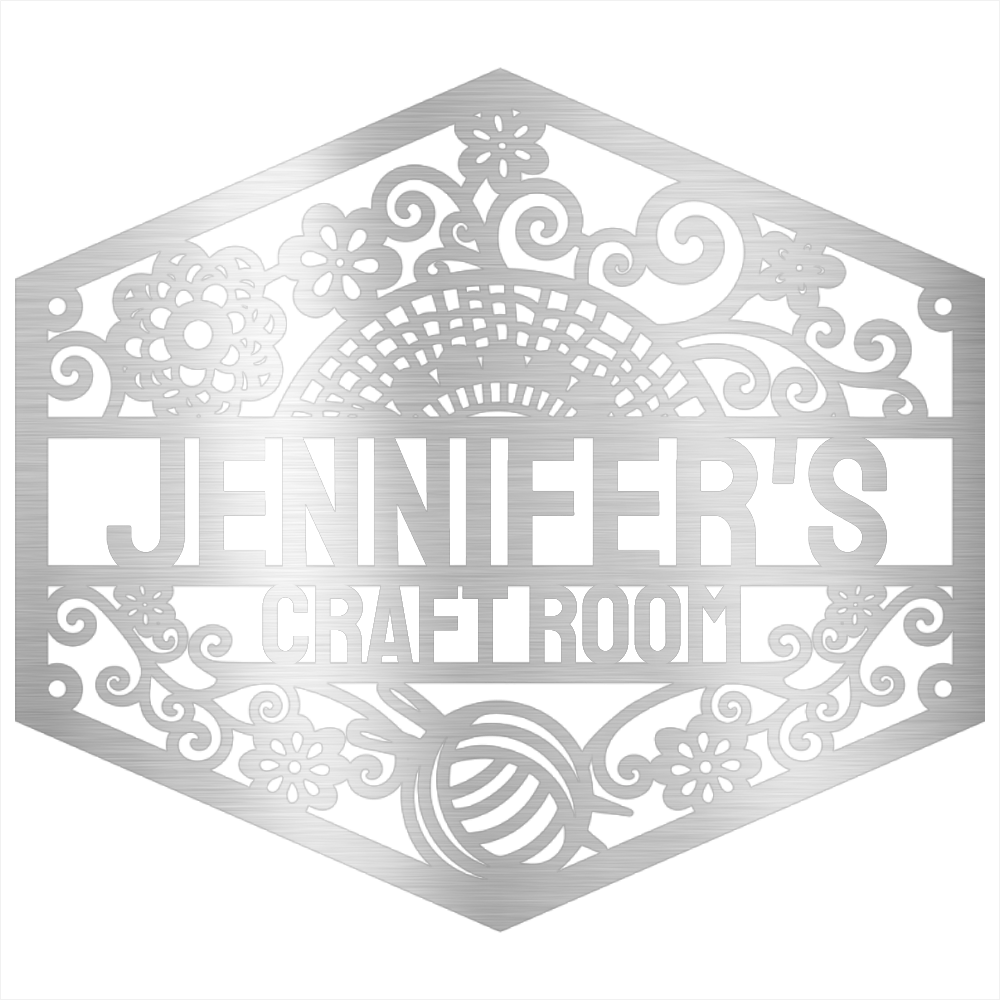 Crochet and Yarn - Custom Metal Sign Silver