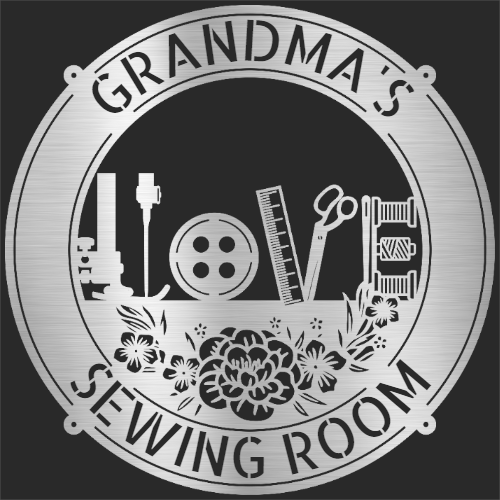 Sewing Love - Personalized Metal Sign for Sewing Room Decor Silver