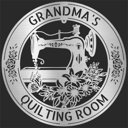 Sewing Sign - Personalized Metal Sign for Quilting Room Decor Silver