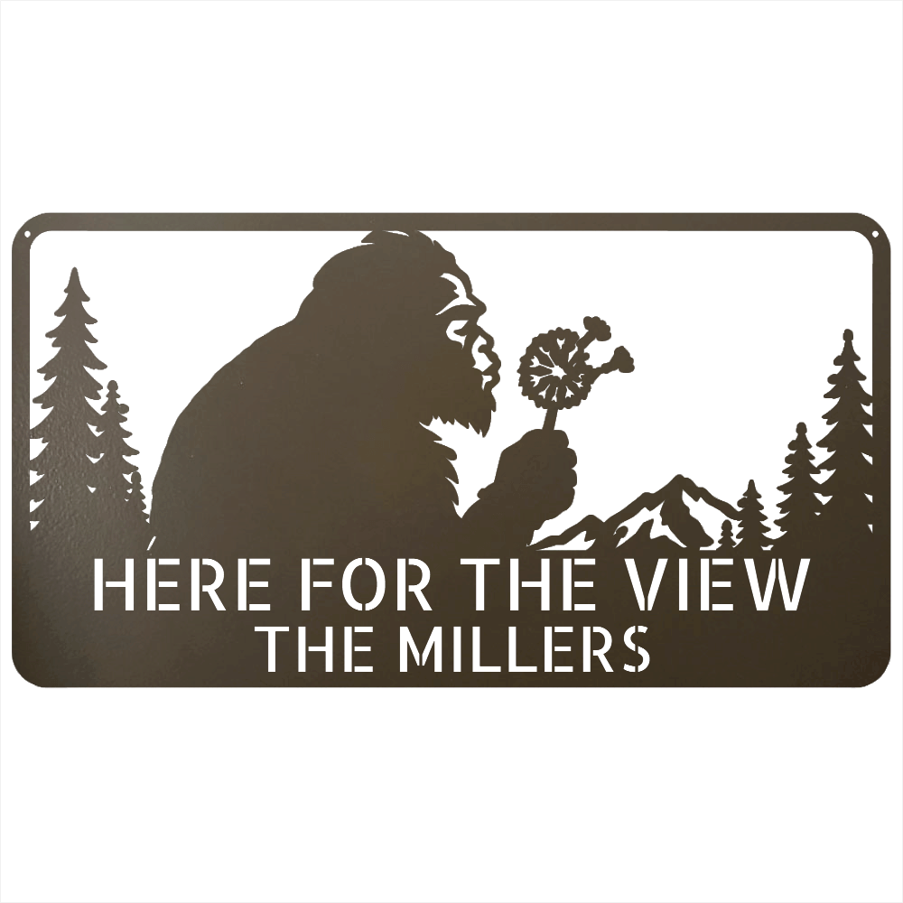 Custom Metal Wall Art - Personalized Name Enjoy View Metal Sign Stone