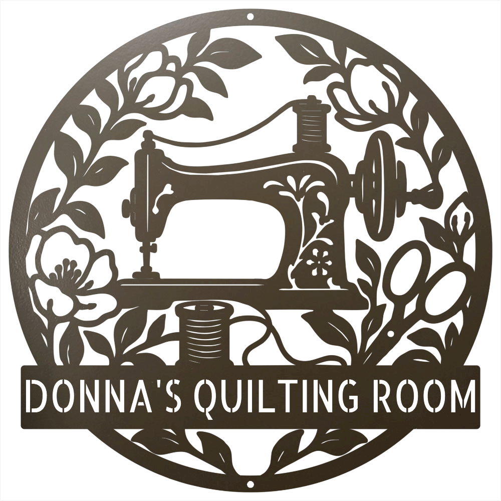 Custom Metal Wall Art - Personalized Sewing Machine Sign Stone