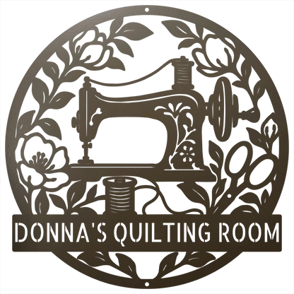 Custom Metal Wall Art - Personalized Sewing Machine Sign Stone