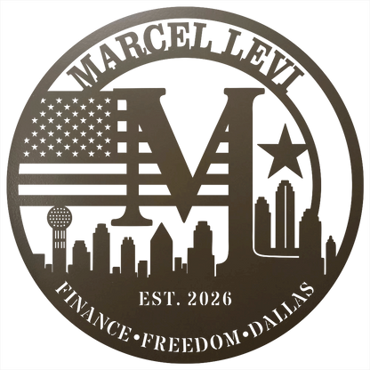 9118 - Dallas Skyline Monogram Metal Wall Art Stone