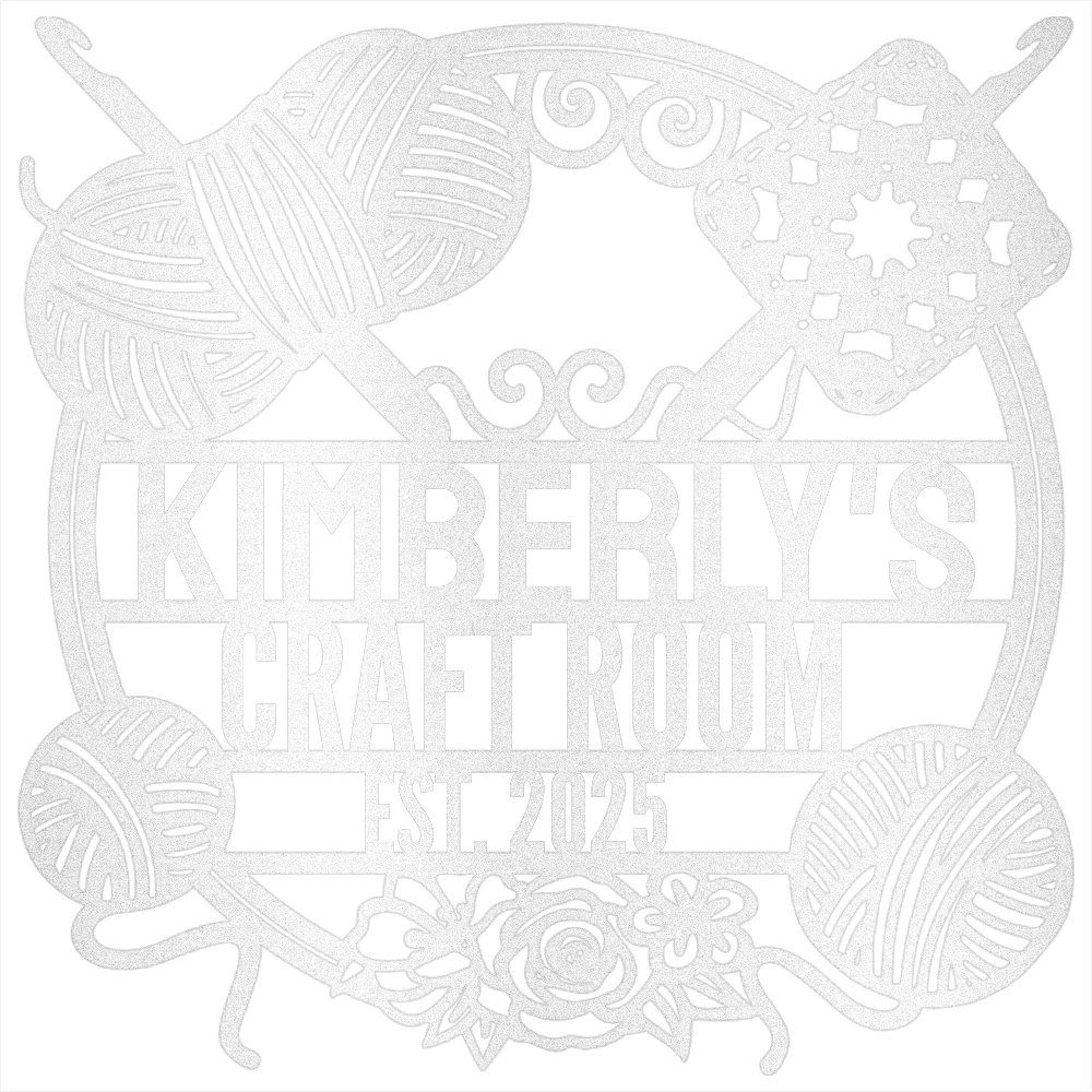 Personalized Crochet Corner – Custom Metal Sign for Craft Room White