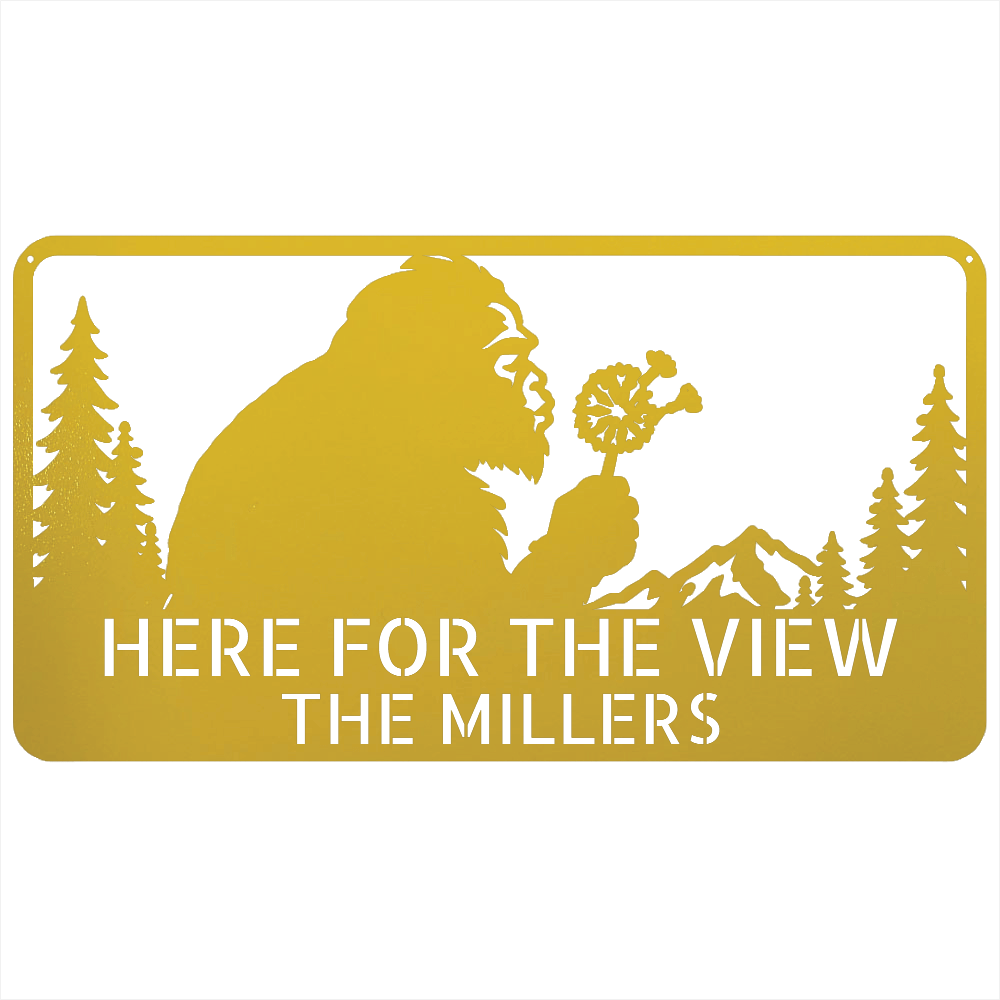 Custom Metal Wall Art - Personalized Name Enjoy View Metal Sign Yellow