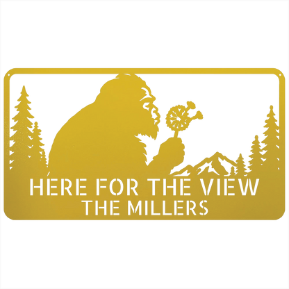 Custom Metal Wall Art - Personalized Name Enjoy View Metal Sign Yellow