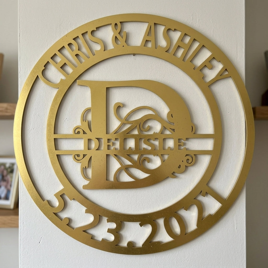 Custom Metal Wall Art - Personalized Split Letter Name Sign Yellow