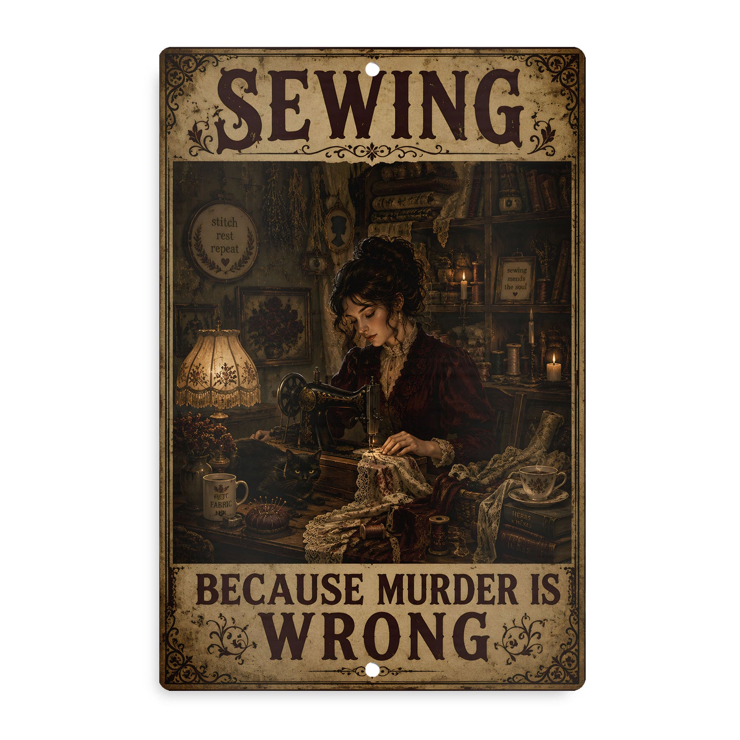 Aluminium Metal Sign - Sewing Vintage 12x18