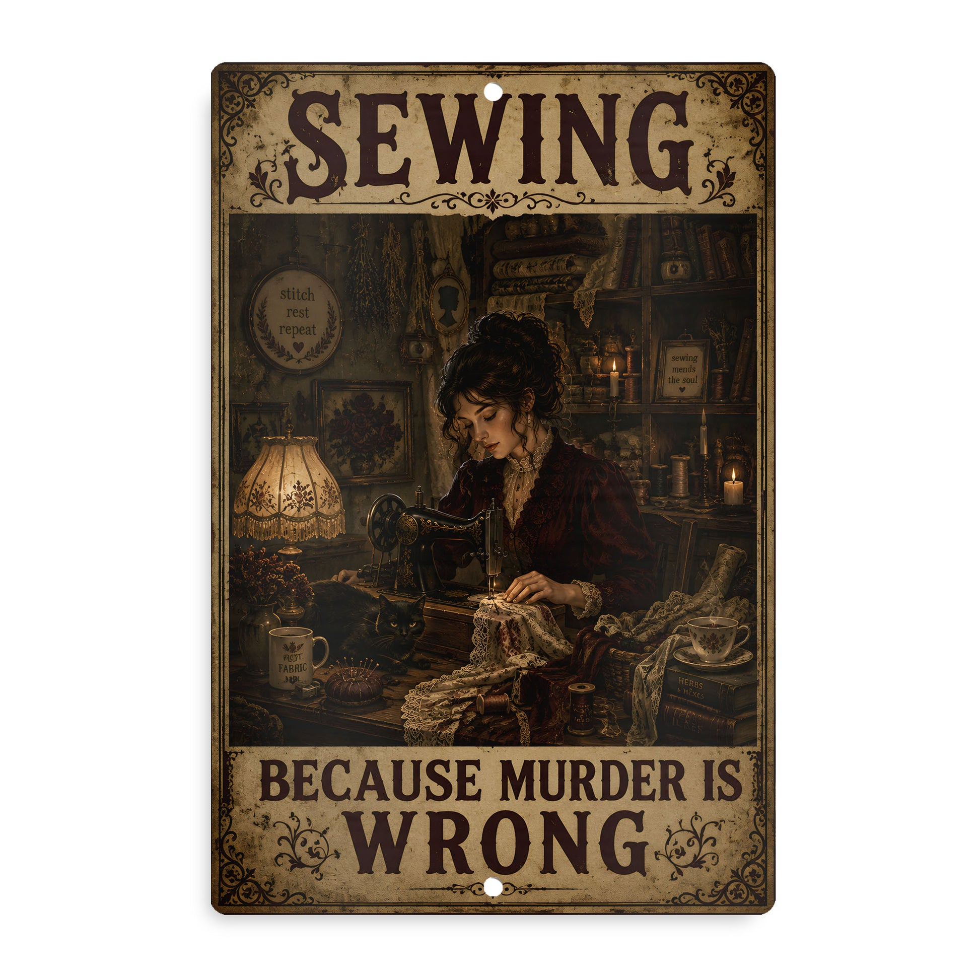 Aluminium Metal Sign - Sewing Vintage 12x18
