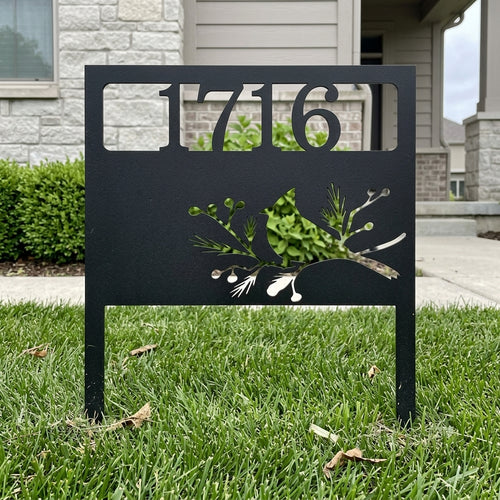Custom Metal Yard Art - Personalized Garden Address Sign Black