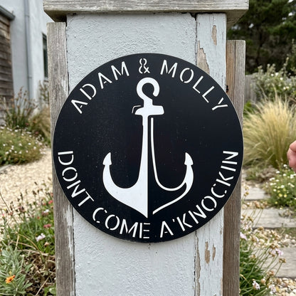 Custom Metal Wall Art - Personalized Anchor Plaque Black