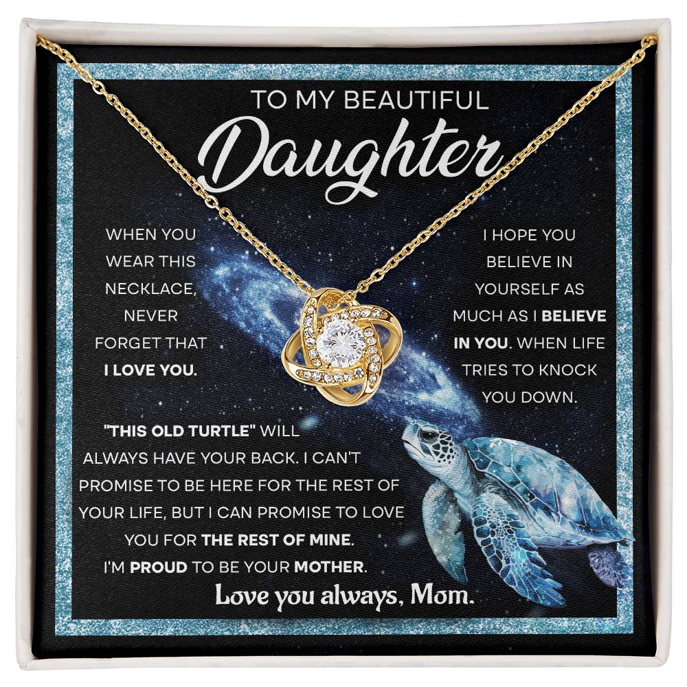 Beautiful Daughter Old Turtle From Mom Love Knot Necklace
