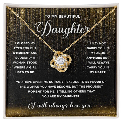 To My Daughter Always Love You Love Knot Necklace