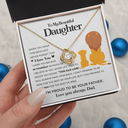 To My Daughter Proud Lion Love Knot Necklace