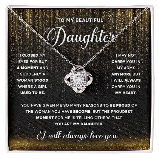 To My Daughter Always Love You Love Knot Necklace