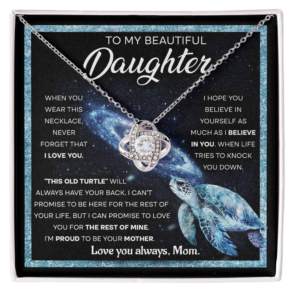 Beautiful Daughter Old Turtle From Mom Love Knot Necklace