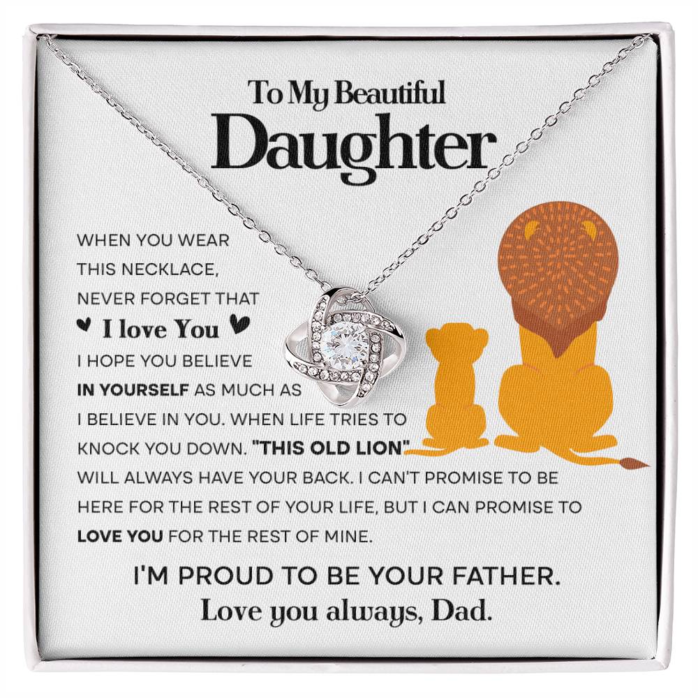 To My Daughter Proud Lion Love Knot Necklace