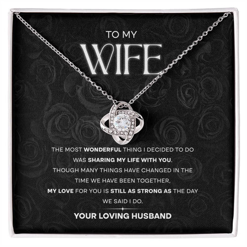 Sharing My Life With You Wife Gift From Husband Love Knot Necklace 14K White Gold Finish Standard Box