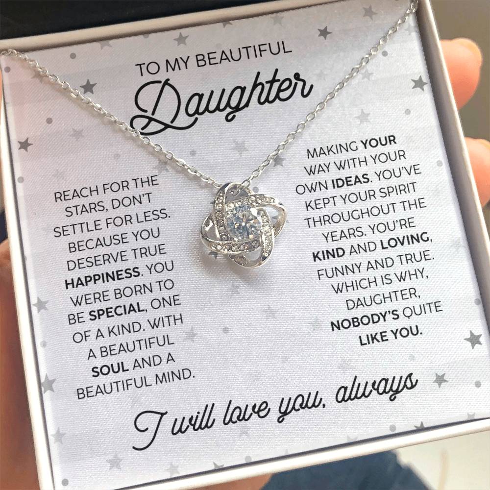 Beautiful Daughter Kind Loving Love Knot Necklace