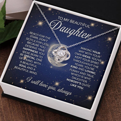 Beautiful Daughter Stars And Moon Love Knot Necklace