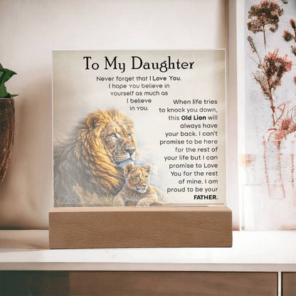 To My Daughter Old Lion Dad Acrylic Square