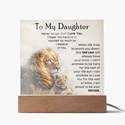 To My Daughter Old Lion Dad Acrylic Square