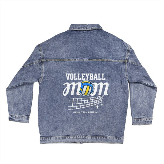 Volleyball Mom Oversized Women's Denim Jacket Small