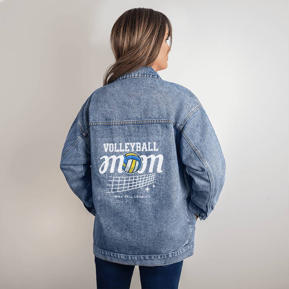Volleyball Mom Oversized Women's  Denim Jacket