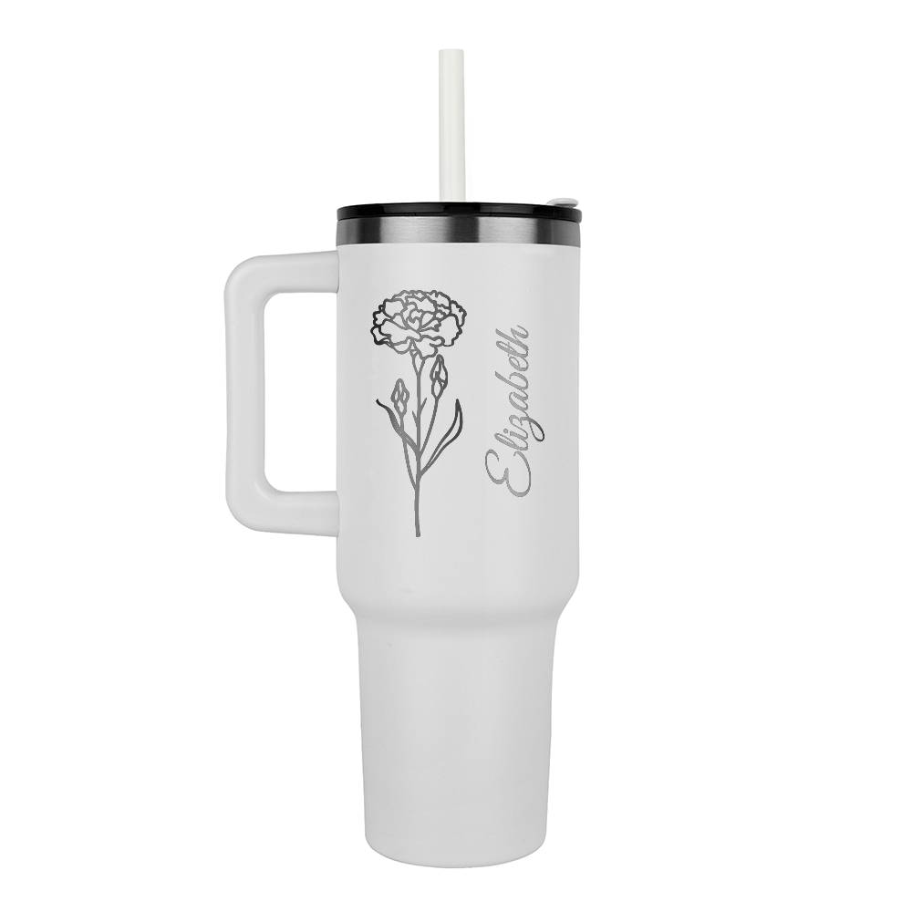 Personalized Tumbler 40oz With Flower and Name